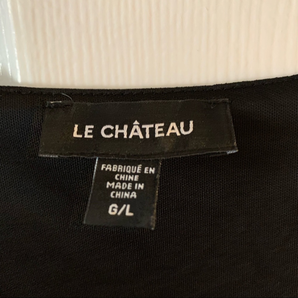 Le Chateau Black Floral Sleeves Knit Wrap Top - Picture 7 of 11